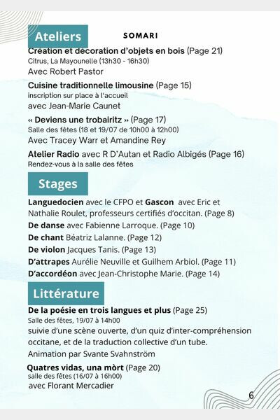 programme de la semaine 2