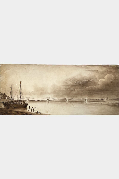 Anonyme, Vue de la Loire et du pont suspendu de Cosne