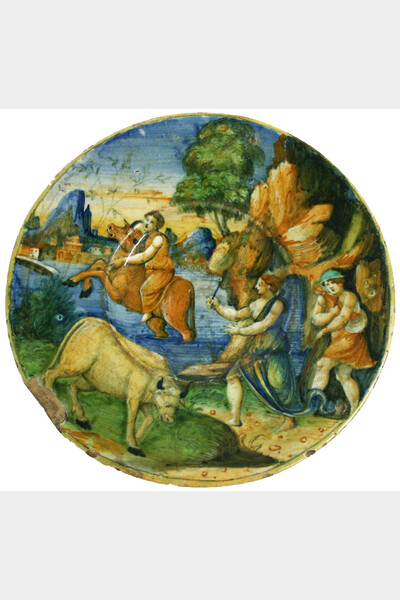 Assiette figurant l’enlèvement d’Europe par Zeus