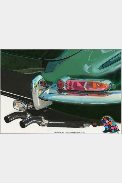 English Bulldog loves Big Cat 2 œuvre originale 